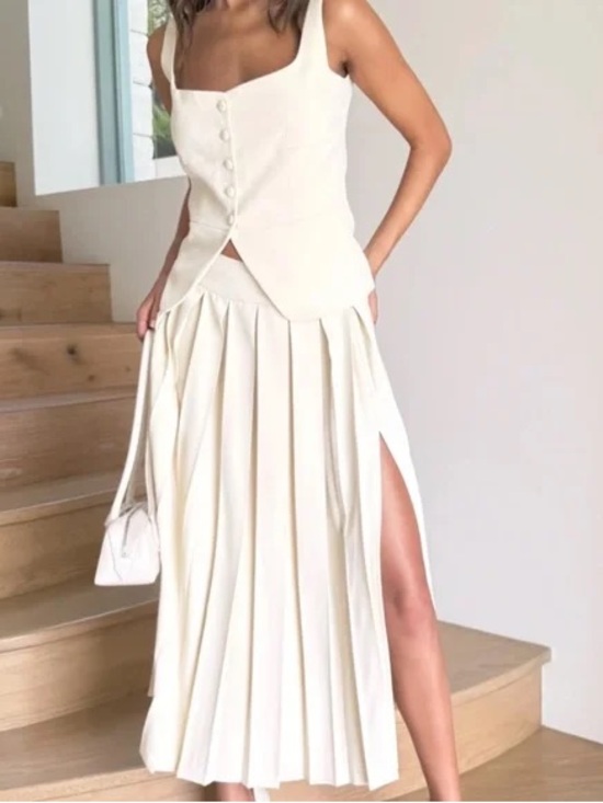 Meshki Dresses & Skirts - MESHKI Sunny Pleated Skirt Ivory Size S NWT